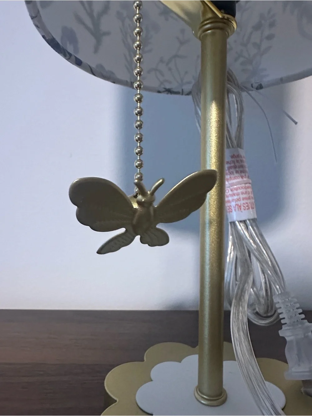 Gold Table Lamp with White Floral Shade - Charming Home Accent